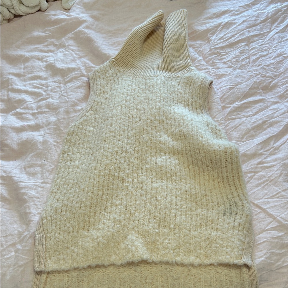 rag & bone Cream Textured Sleeveless Turtleneck Sweater